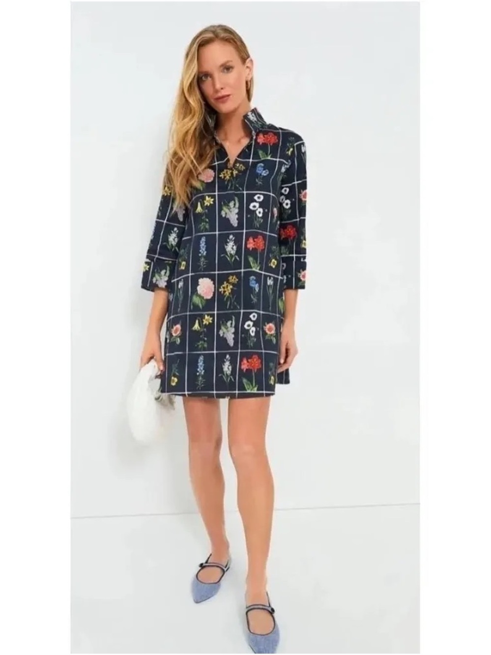 Tuckernuck Navy Fresh Buds Megan Floral Collared Mini Dress Size M